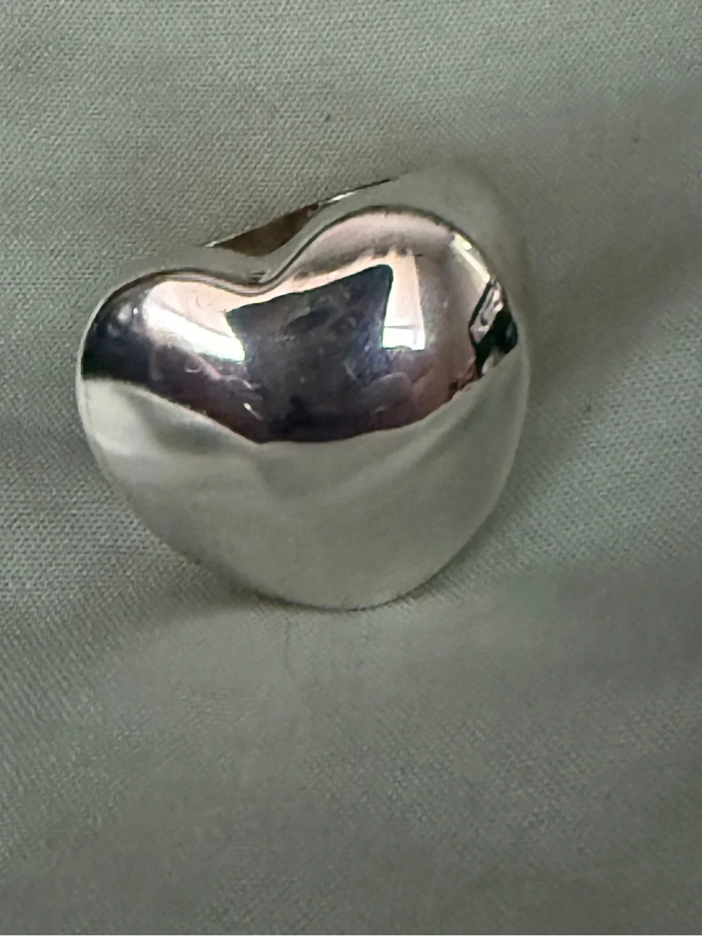 Sterling Silver Puffy Heart Ring - Polished Silver Women’s Fashion Ring